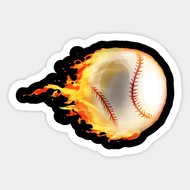 Burning Baseball Sticker by SinBle